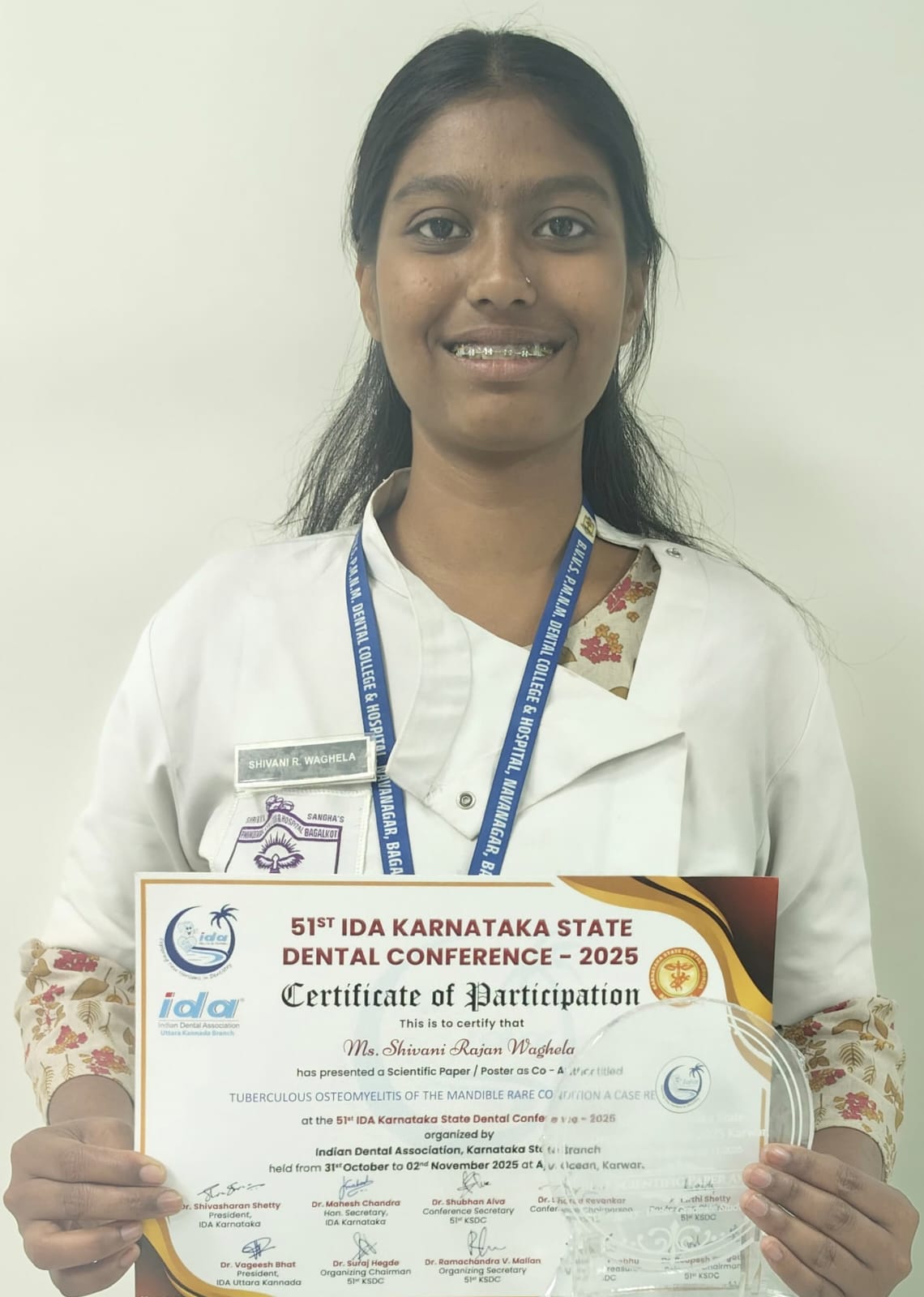 बेळगांवची शिवानी वाघेला सर्वोत्कृष्ट वैज्ञानिक पेपर प्रेझेंटेशनसाठी सन्मानित