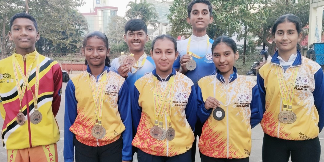 स्कूल गेम्स 2025 राज्यस्तरीय स्पीड स्केटिंग स्पर्धेत बेळगांवच्या स्केटर्सची दमदार कामगिरी
