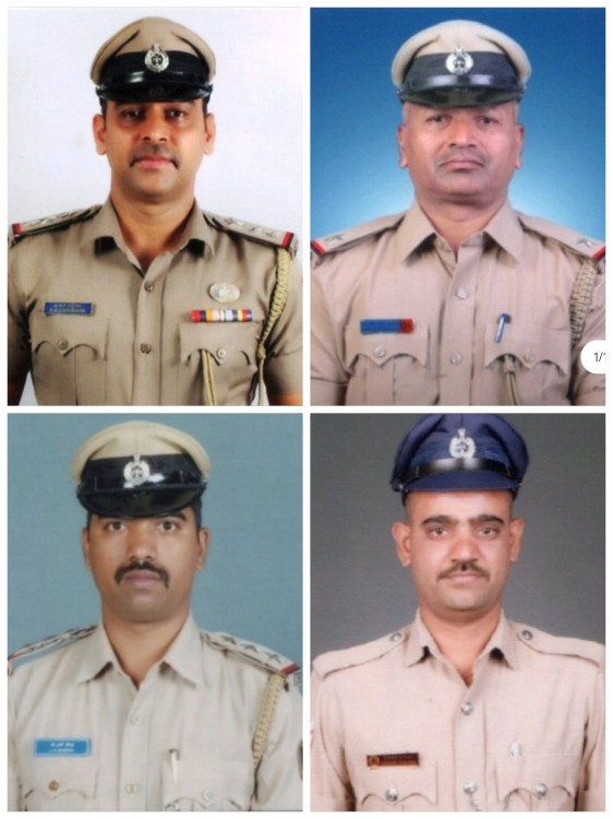 स्वातंत्र्यदिनानिमित्त बेळगाव शहर पोलिसांच्या चार अधिकाऱ्यांचा गौरव