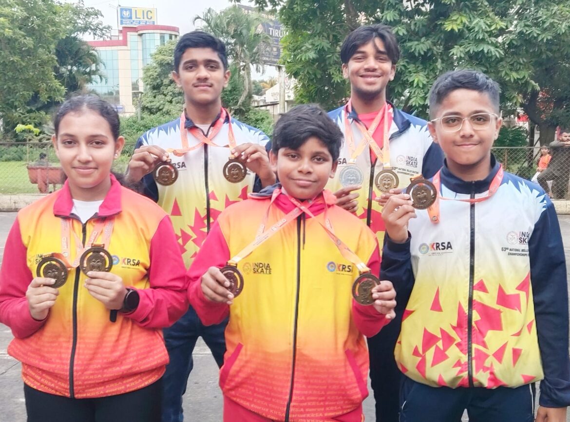 राज्य रँकिंग स्केटिंग स्पर्धेत बेळगावच्या स्केटर्सची चमकदार कामगिरी; ९ पदकांची कमाई