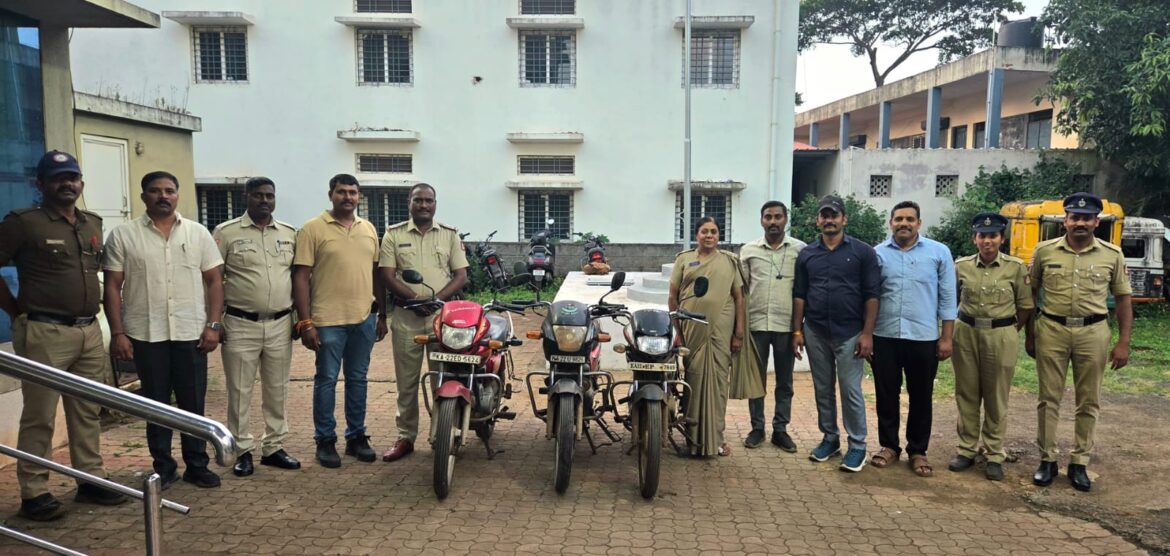 शहापूर पोलिसांची कारवाई; तीन मोटारसायकलींसह ९५ हजारांचा मुद्देमाल जप्त