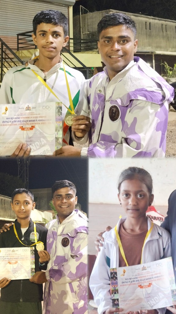 जिल्हास्तरीय कराटे स्पर्धेत बेळगावच्या तीन खेळाडूंची चमकदार कामगिरी; राज्यस्तरीय स्पर्धेसाठी निवड