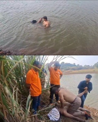 सावगाव तलावात बुडालेल्या व्यक्तीला वाचविण्यासाठी सोशल वर्कर रेस्क्यू टीमचे शर्थीचे प्रयत्न